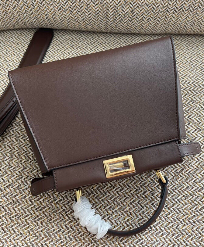 Fendi Peekaboo Iconic Leather Mini Bag 8BN244 Dark Coffee